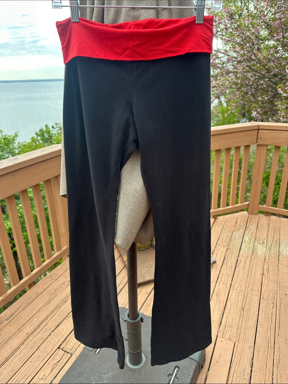 Iconic Y2K so low black Pants with Red Foldover Waistband